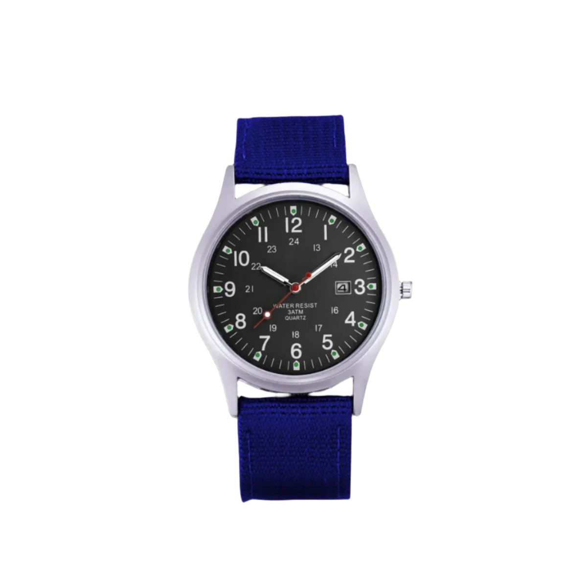 Feldarmbanduhr mit Textilarmband - 24-Stunden-Anzeige - Datumsanzeige - für den täglichen Gebrauch - Outdoor-Uhr für Herren | Sansoti