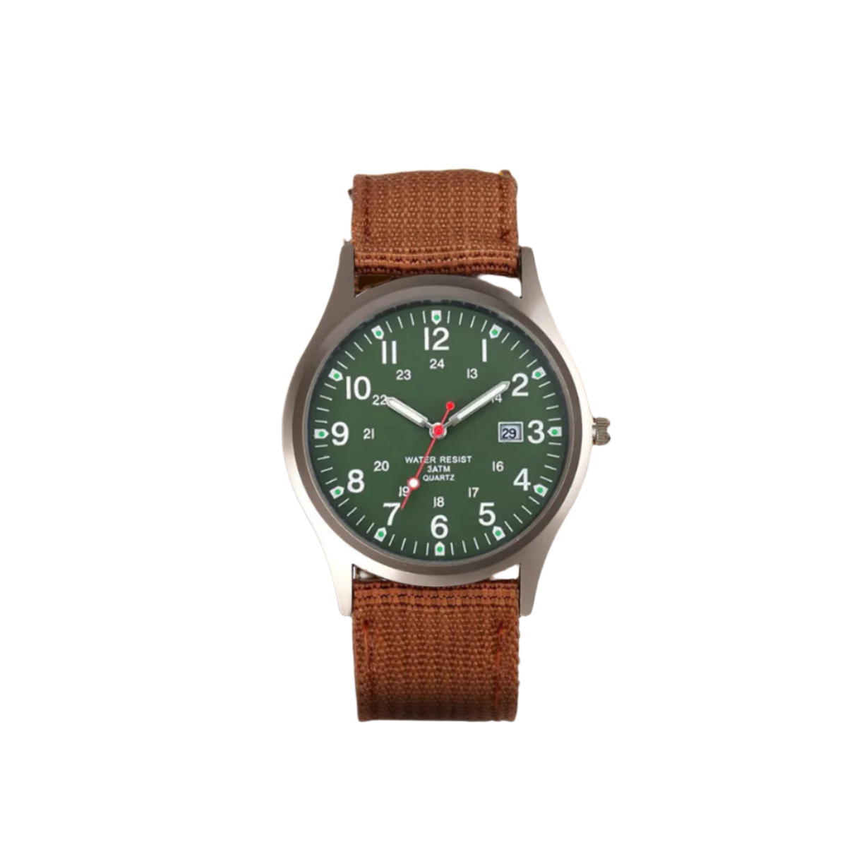 Feldarmbanduhr mit Textilarmband - 24-Stunden-Anzeige - Datumsanzeige - für den täglichen Gebrauch - Outdoor-Uhr für Herren | Sansoti