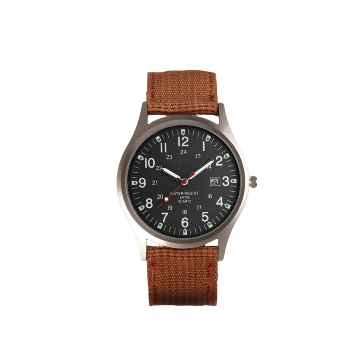 Feldarmbanduhr mit Textilarmband - 24-Stunden-Anzeige - Datumsanzeige - für den täglichen Gebrauch - Outdoor-Uhr für Herren | Sansoti