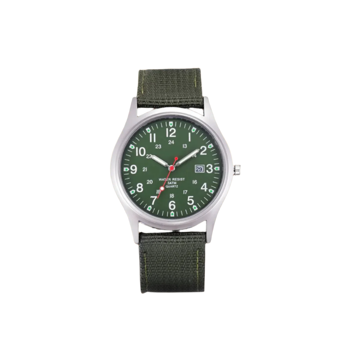 Feldarmbanduhr mit Textilarmband - 24-Stunden-Anzeige - Datumsanzeige - für den täglichen Gebrauch - Outdoor-Uhr für Herren | Sansoti