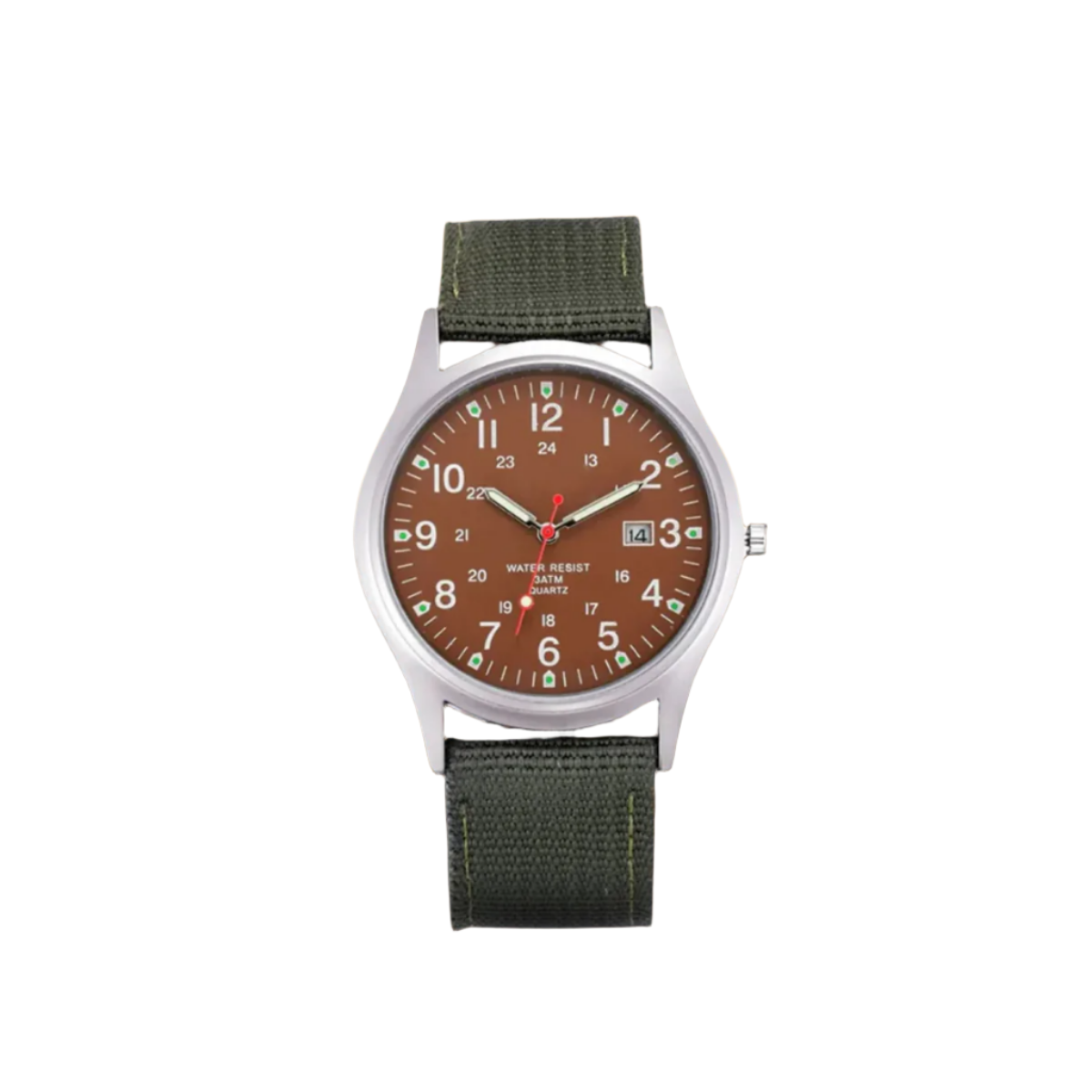 Feldarmbanduhr mit Textilarmband - 24-Stunden-Anzeige - Datumsanzeige - für den täglichen Gebrauch - Outdoor-Uhr für Herren | Sansoti
