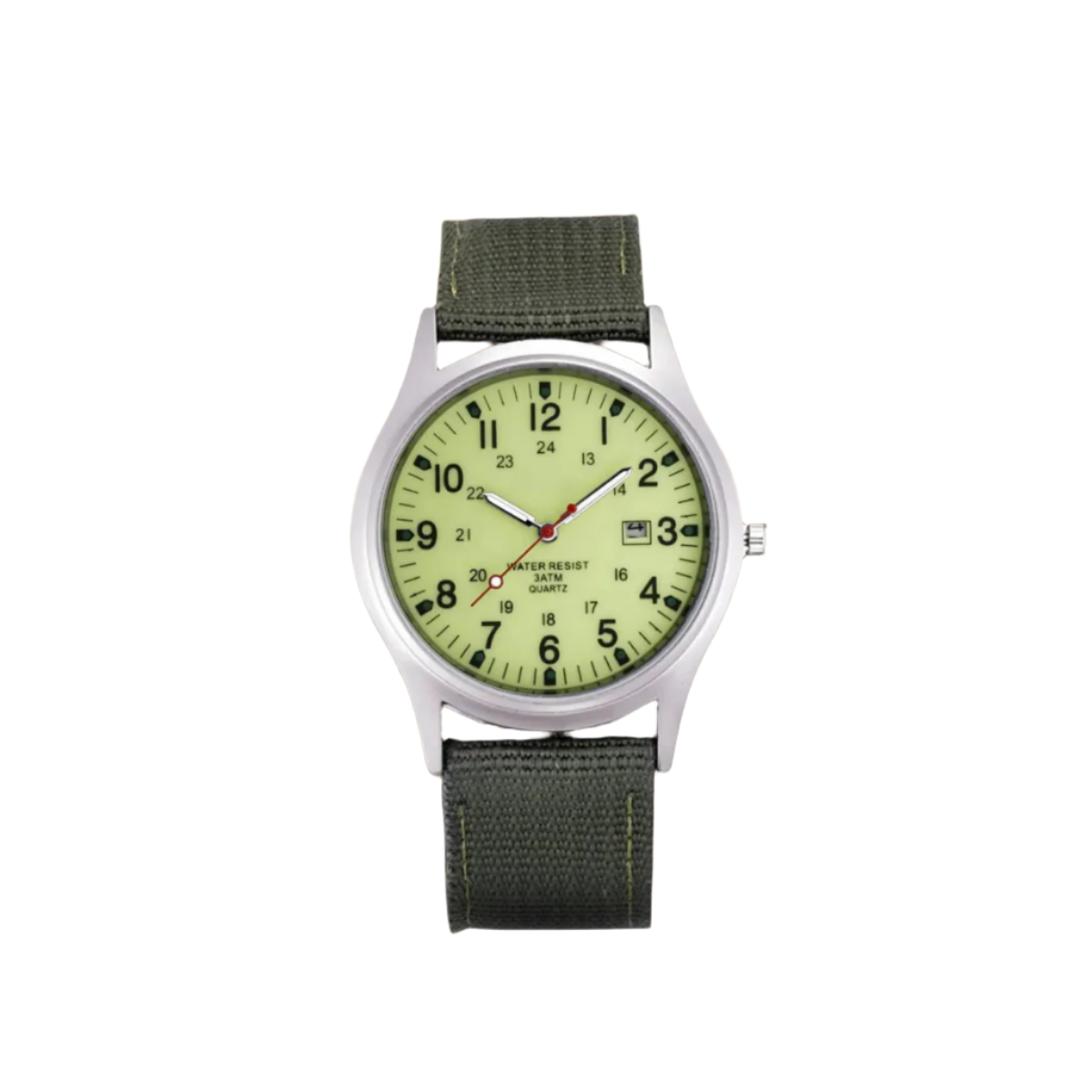 Feldarmbanduhr mit Textilarmband - 24-Stunden-Anzeige - Datumsanzeige - für den täglichen Gebrauch - Outdoor-Uhr für Herren | Sansoti