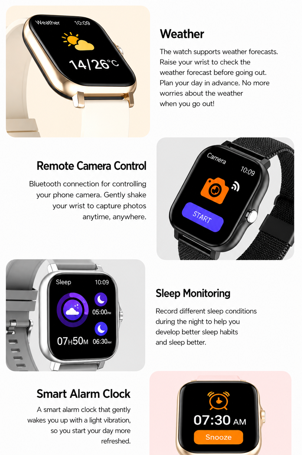 Smartwatch met Gezondheidsmeting en 10 Dagen Accuduur | Sansoti