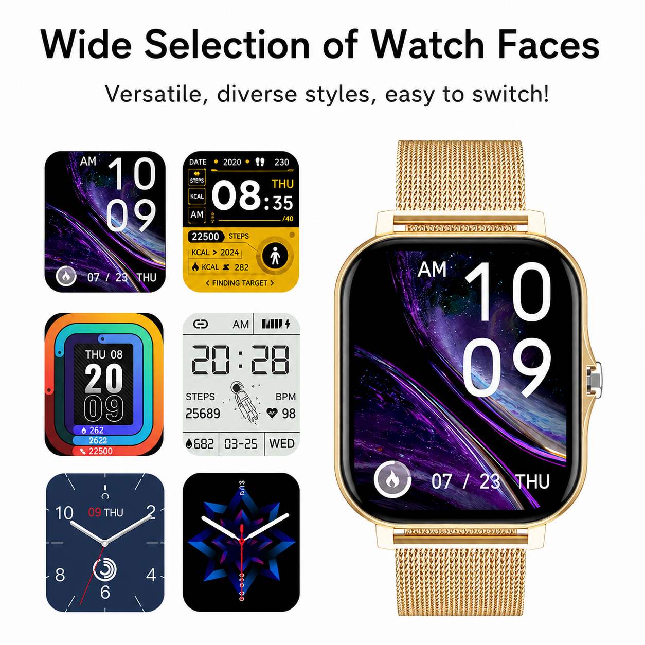 Smartwatch met Gezondheidsmeting en 10 Dagen Accuduur | Sansoti