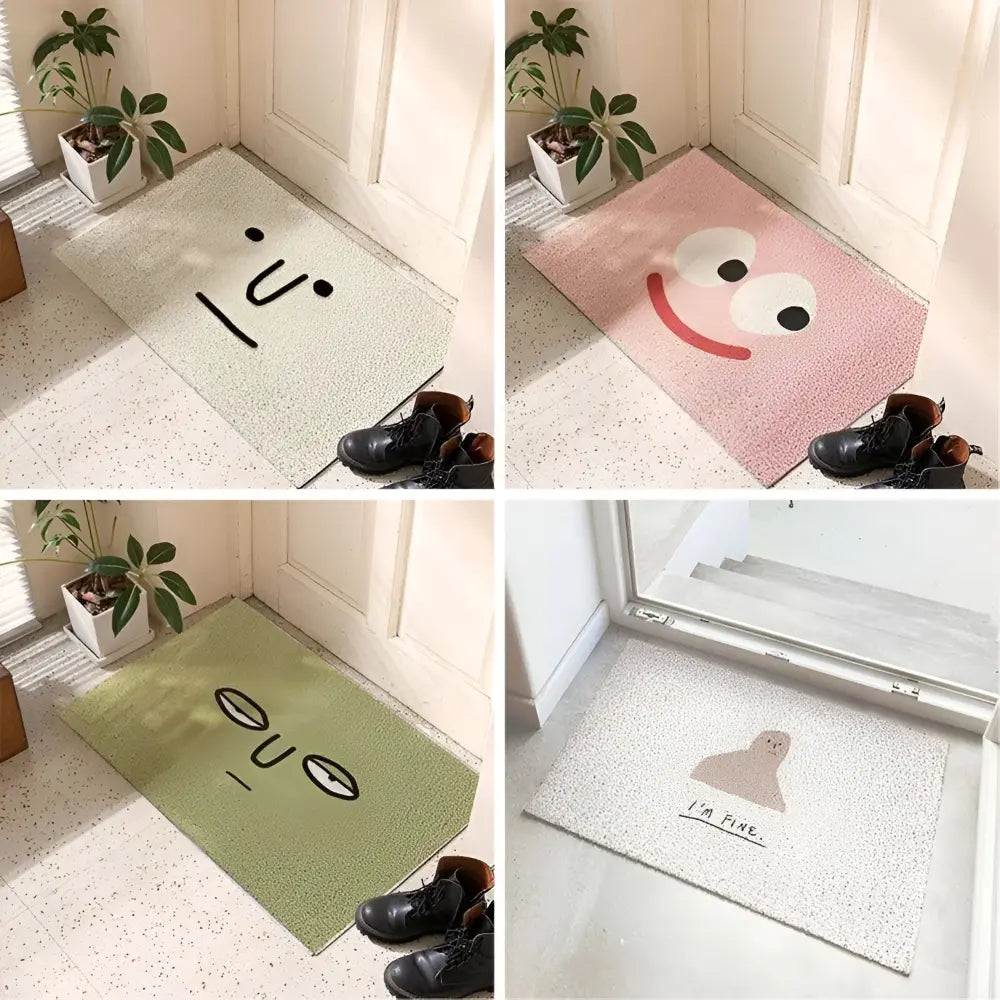 Deurmat met Smiley Opdruk 40×60 cm Antislip PVC Vloermat voor Entree Hal Voorportaal | Sansoti