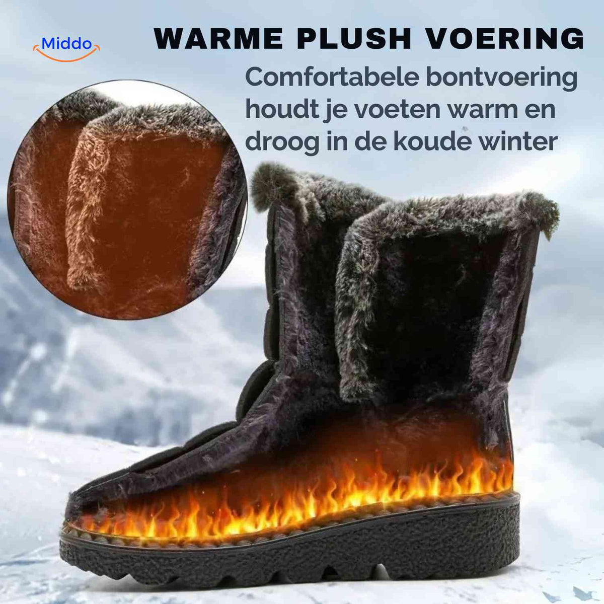 Gefütterte Winterstiefel für Damen und Herren, wasserabweisend, rutschfest, warm, mit Fleecefutter, knöchelhoch, Schneestiefel für den Winter | Sansoti