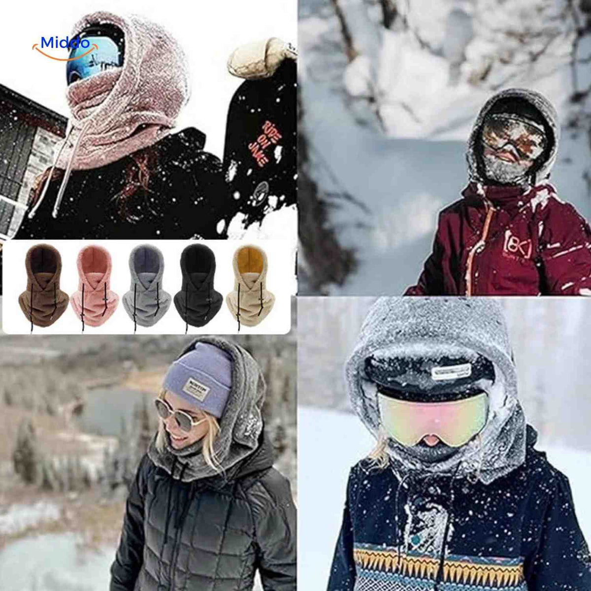Multifunktionale thermische Wintermütze Fleece-Hood verstellbar Unisex für Outdoor-Skifahren Wandern Sport | Sansoti