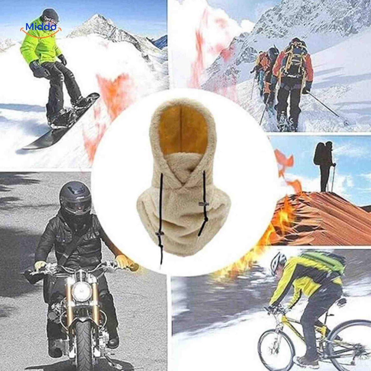 Multifunktionale thermische Wintermütze Fleece-Hood verstellbar Unisex für Outdoor-Skifahren Wandern Sport | Sansoti