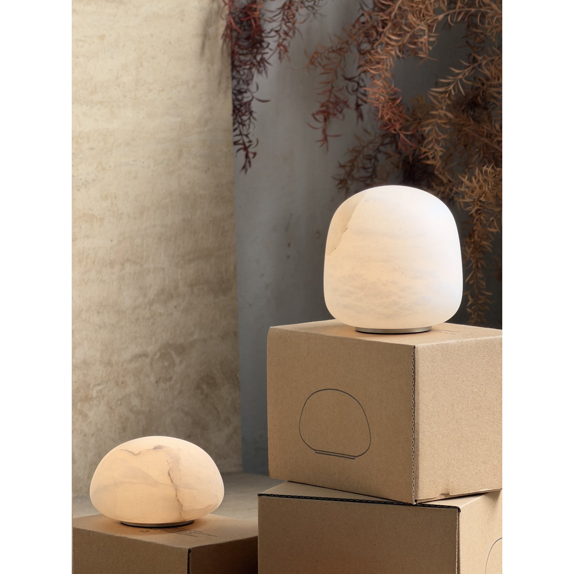 Mini Lampe de Table Albâtre avec Batterie Rechargeable – Éclairage d’Accent Sans Fil en Pierre Naturelle | Restfield