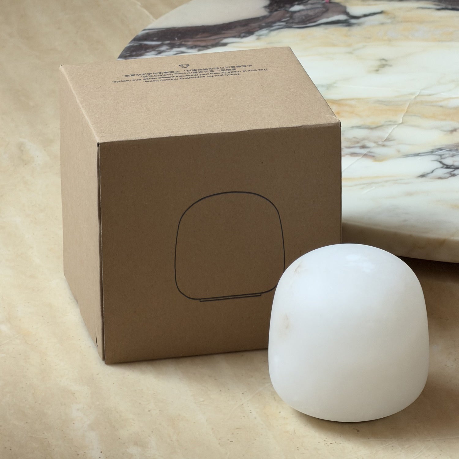 Mini Lampe de Table Albâtre avec Batterie Rechargeable – Éclairage d’Accent Sans Fil en Pierre Naturelle | Restfield