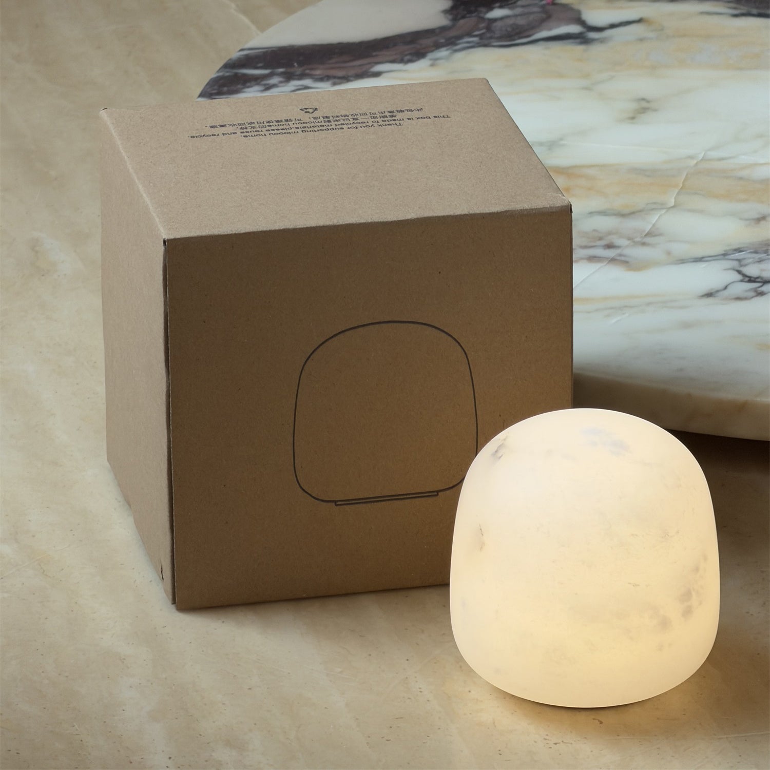 Mini Lampe de Table Albâtre avec Batterie Rechargeable – Éclairage d’Accent Sans Fil en Pierre Naturelle | Restfield