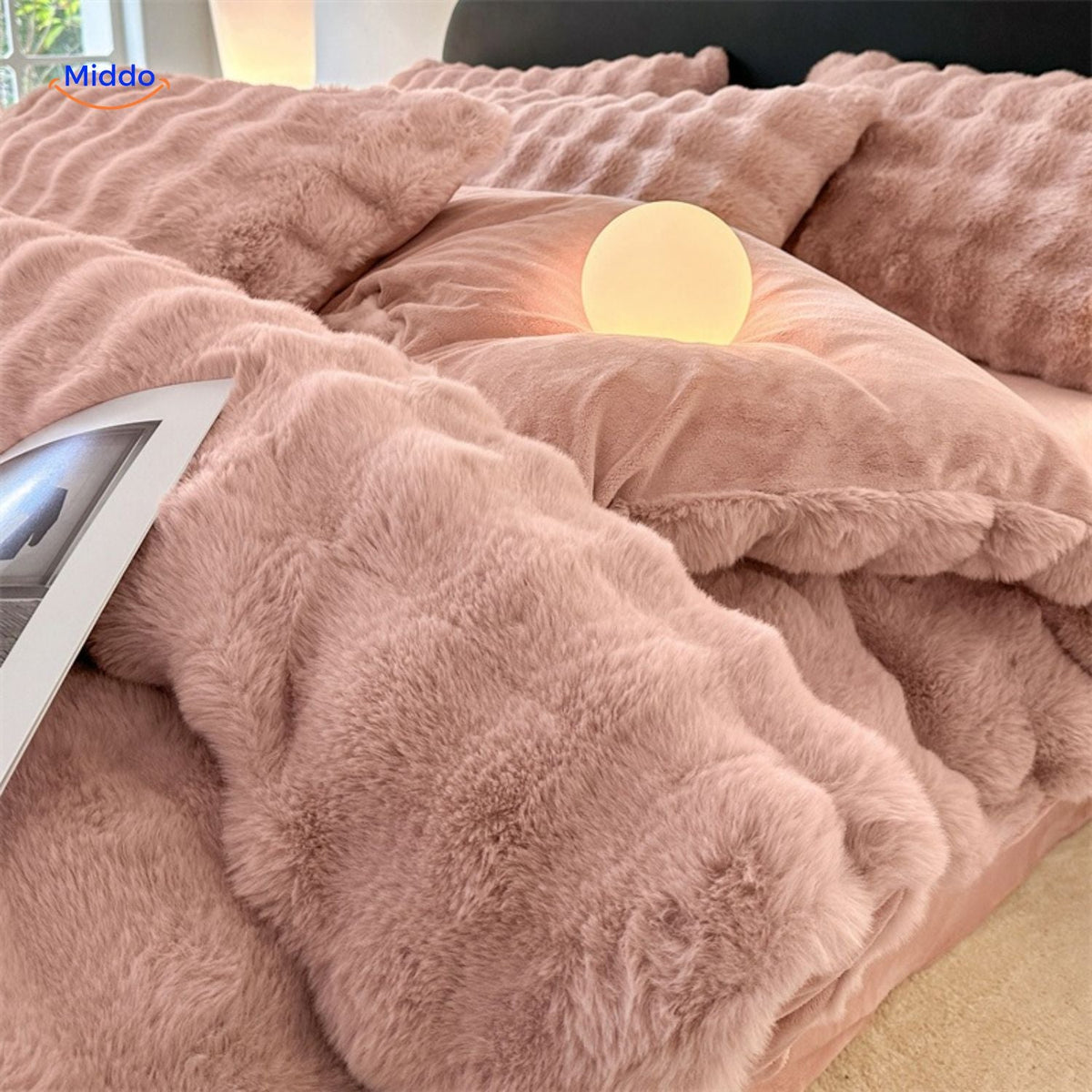 Ensemble de literie quatre pièces en peluche et fausse fourrure, linge de lit d’hiver, textile douillet, doux et chaud, confort pour la chambre à coucher | Sansoti