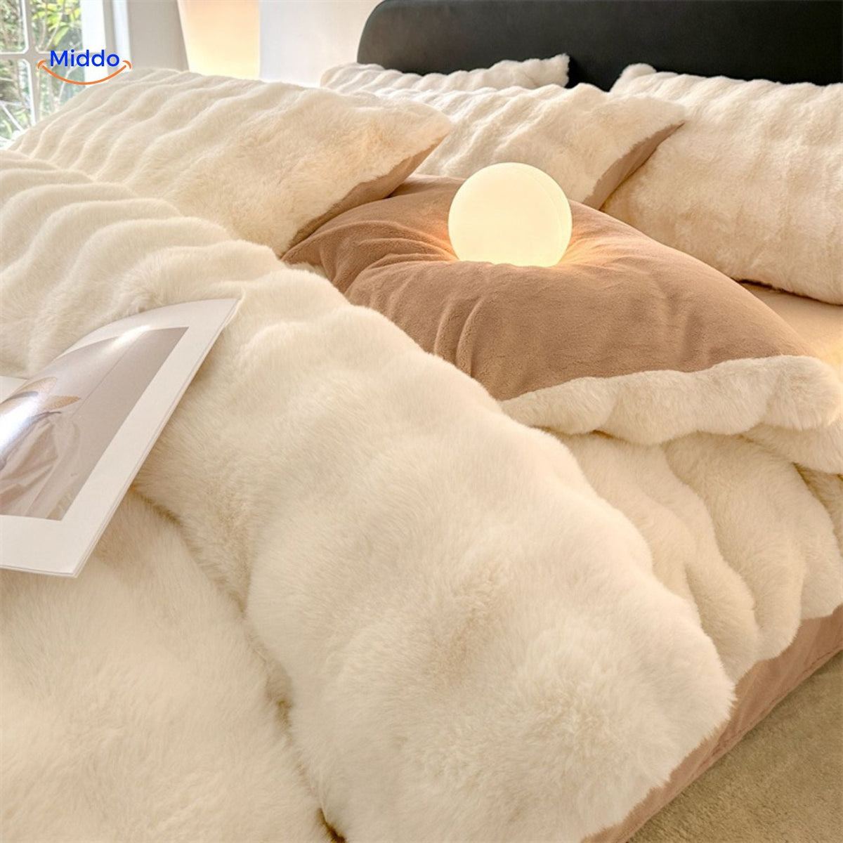 Ensemble de literie quatre pièces en peluche et fausse fourrure, linge de lit d’hiver, textile douillet, doux et chaud, confort pour la chambre à coucher | Sansoti