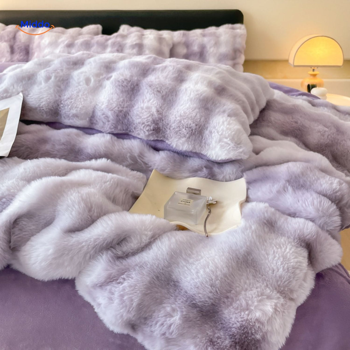 Ensemble de literie quatre pièces en peluche et fausse fourrure, linge de lit d’hiver, textile douillet, doux et chaud, confort pour la chambre à coucher | Sansoti