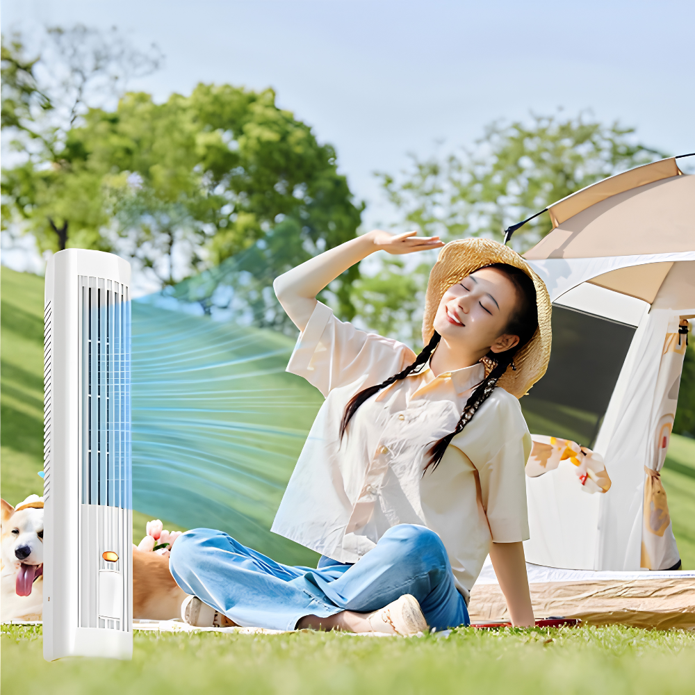 Portable USB fan – 5W power – three speeds – rechargeable battery – compact wireless design for home and office | Sansoti