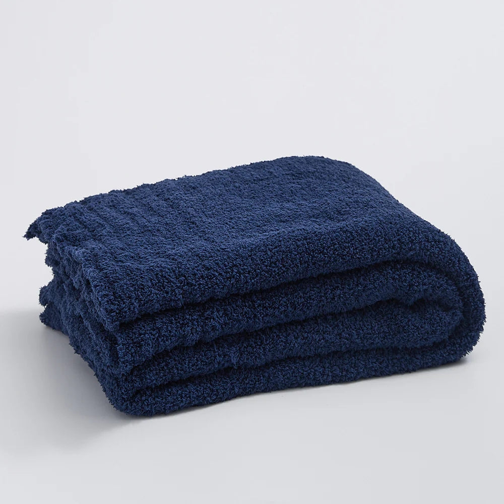 Knitted Throw Minimalist Solid 130x160cm Soft Microfiber Blanket Decorative Textile Living Room Sofa | Sansoti