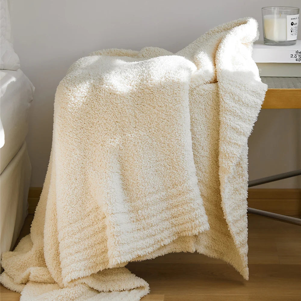 Knitted Throw Minimalist Solid 130x160cm Soft Microfiber Blanket Decorative Textile Living Room Sofa | Sansoti