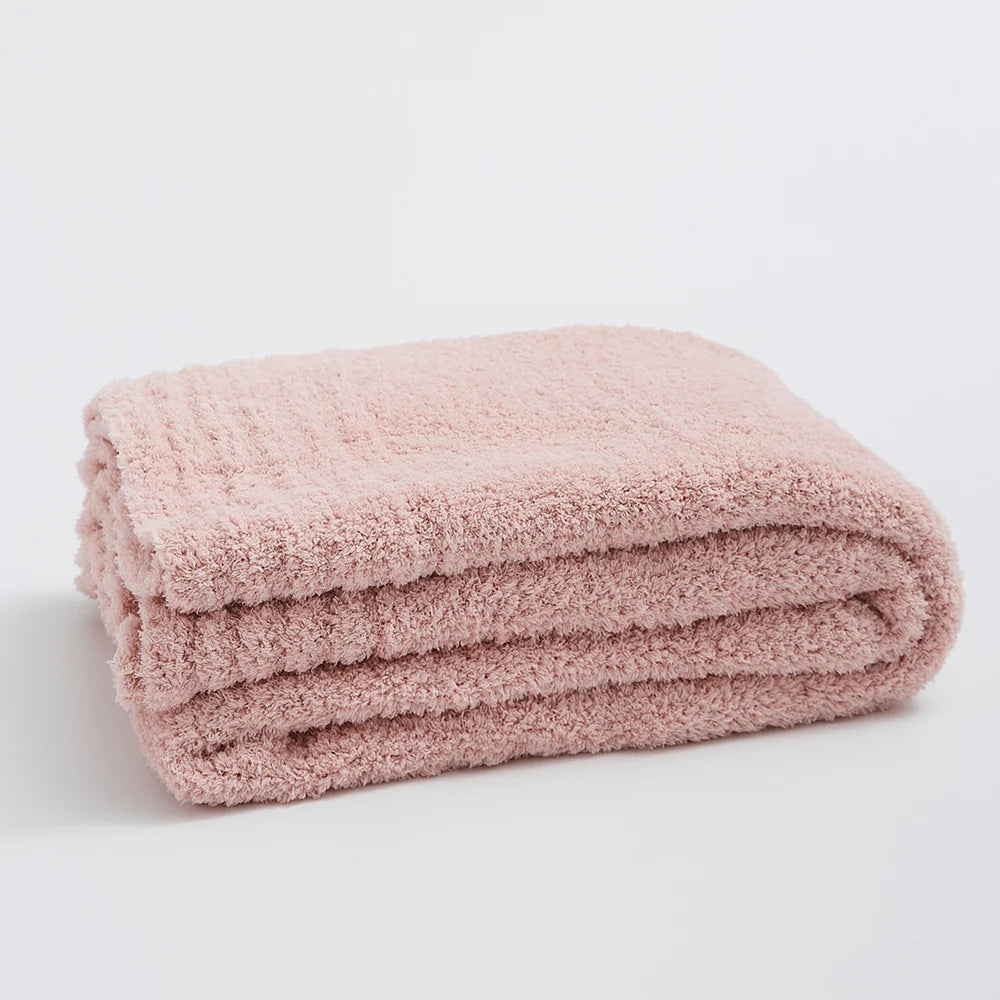 Knitted Throw Minimalist Solid 130x160cm Soft Microfiber Blanket Decorative Textile Living Room Sofa | Sansoti