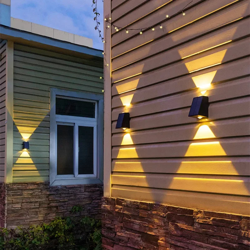 Kabellose Solar-Wandleuchte für draußen - LED-Außenbeleuchtung, wetterfest, Up-and-Down-Effekt, Gartenbeleuchtung | Sansoti