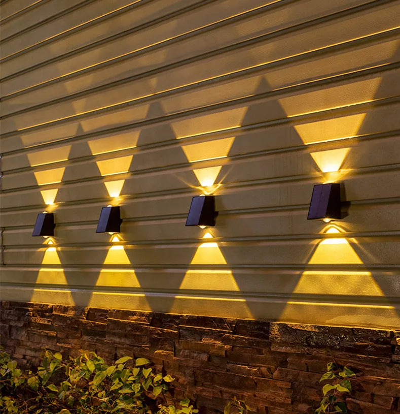 Kabellose Solar-Wandleuchte für draußen - LED-Außenbeleuchtung, wetterfest, Up-and-Down-Effekt, Gartenbeleuchtung | Sansoti