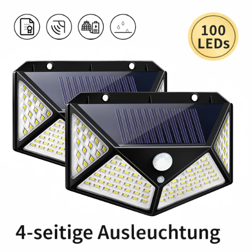 Waterdichte Solar Buitenlamp met Bewegingssensor 100 LED 3000K Warm Wit Wandlamp Tuinverlichting IP65 | Sansoti