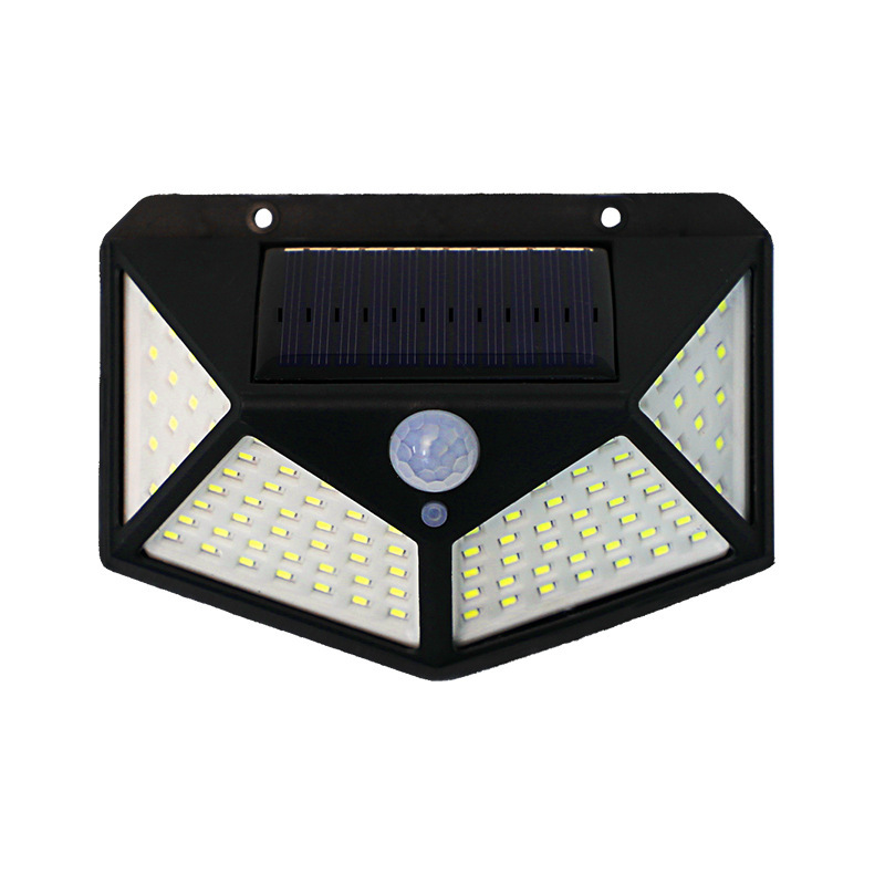 Waterdichte Solar Buitenlamp met Bewegingssensor 100 LED 3000K Warm Wit Wandlamp Tuinverlichting IP65 | Sansoti