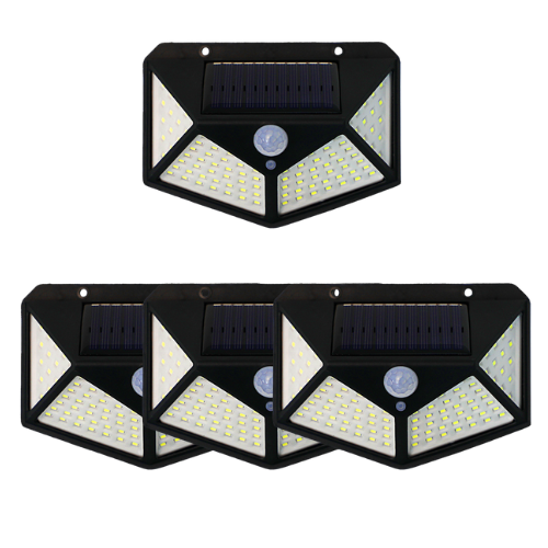 Waterdichte Solar Buitenlamp met Bewegingssensor 100 LED 3000K Warm Wit Wandlamp Tuinverlichting IP65 | Sansoti