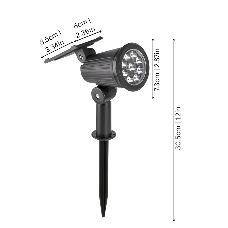 Solar-Gartenstrahler mit 9 LEDs, automatische Außenleuchte, verstellbar, wasserdicht nach IP65, Gartenbeleuchtung, Spotlampe | Sansoti
