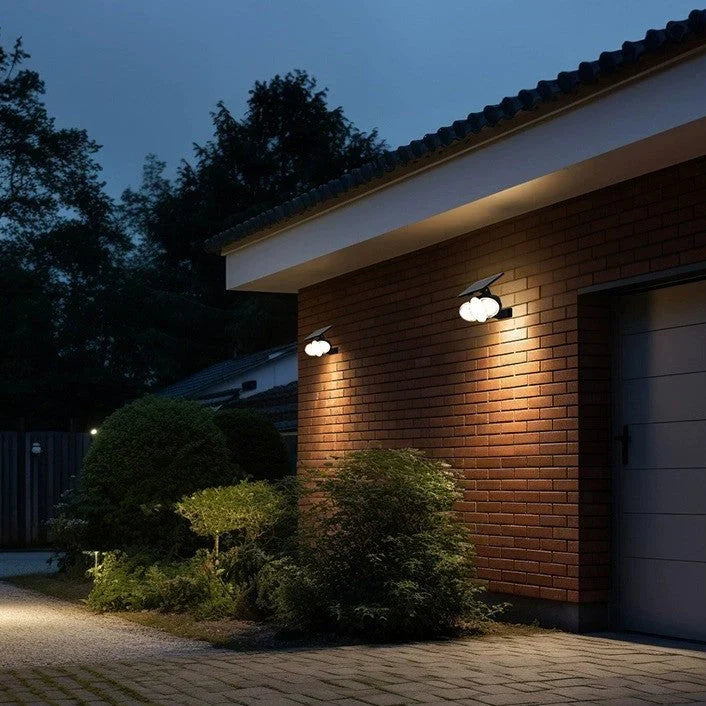 Solar wall lamp LED warm white rectangular black for facade garden modern IP65 waterproof ambient light | Sansoti