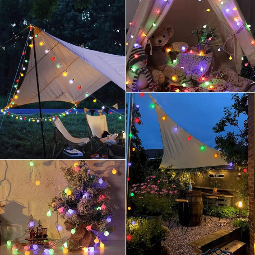 Solar LED Tuinverlichting Snoer Weerbestendig Meerkleurig Buiten Automatische Schemersensor Terras Decoratie | Sansoti