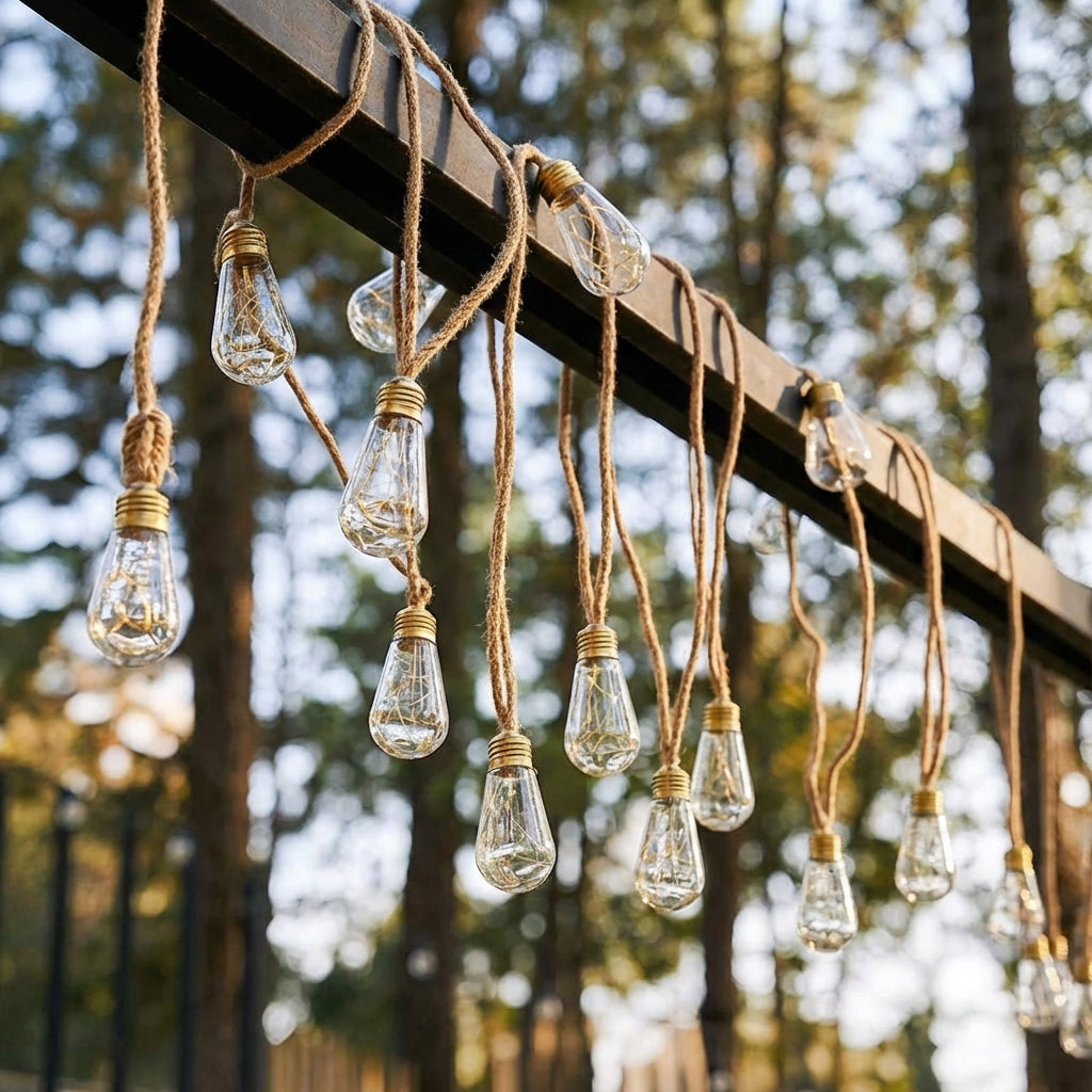 Solar LED filament light string warm white 20 LED IP65 waterproof garden lighting balcony terrace party decoration retro style wireless energy-saving outdoor lighting ambient lighting | Sansoti