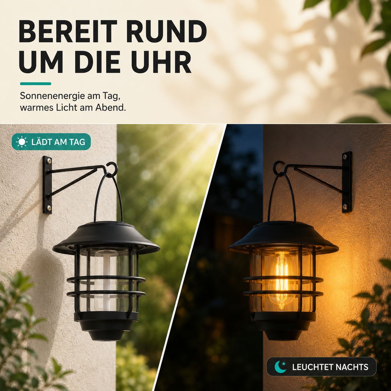 Solarlaternen mit Flammeneffekt für Garten und Veranda – atmosphärische Wandbeleuchtung 2 Stück | Sansoti