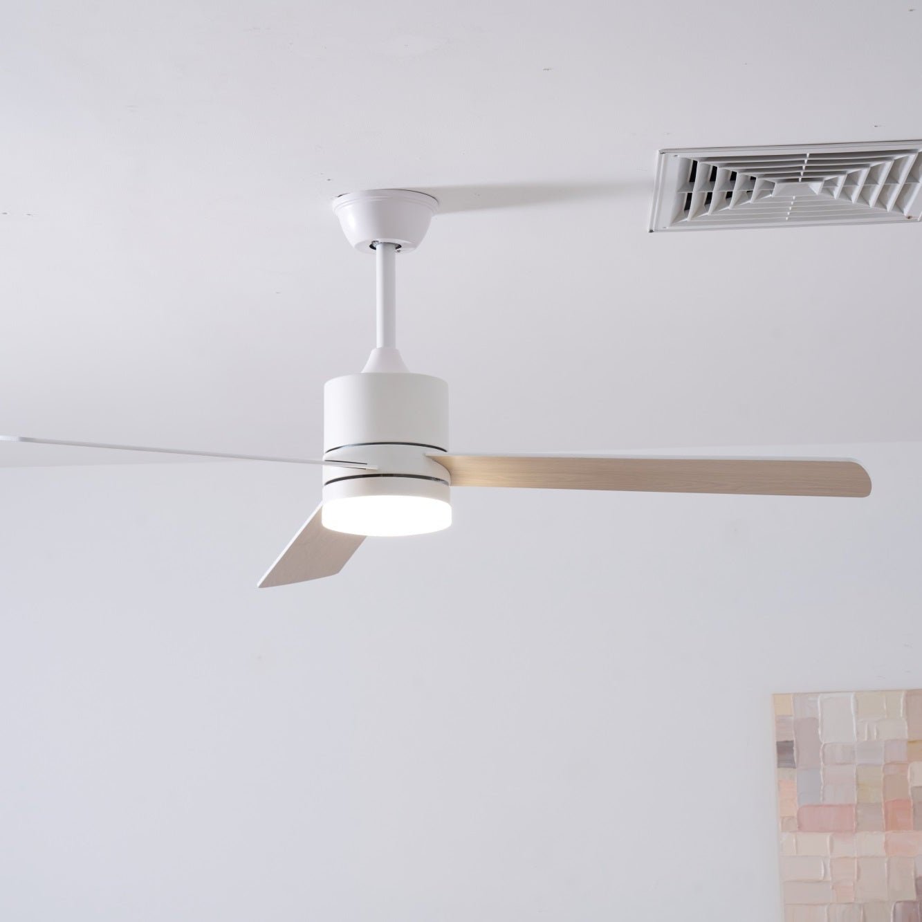 Plafondventilator met LED-verlichting Ø132 cm - 6 snelheden met afstandsbediening - energiezuinig design voor slaapkamer en woonkamer | Sansoti