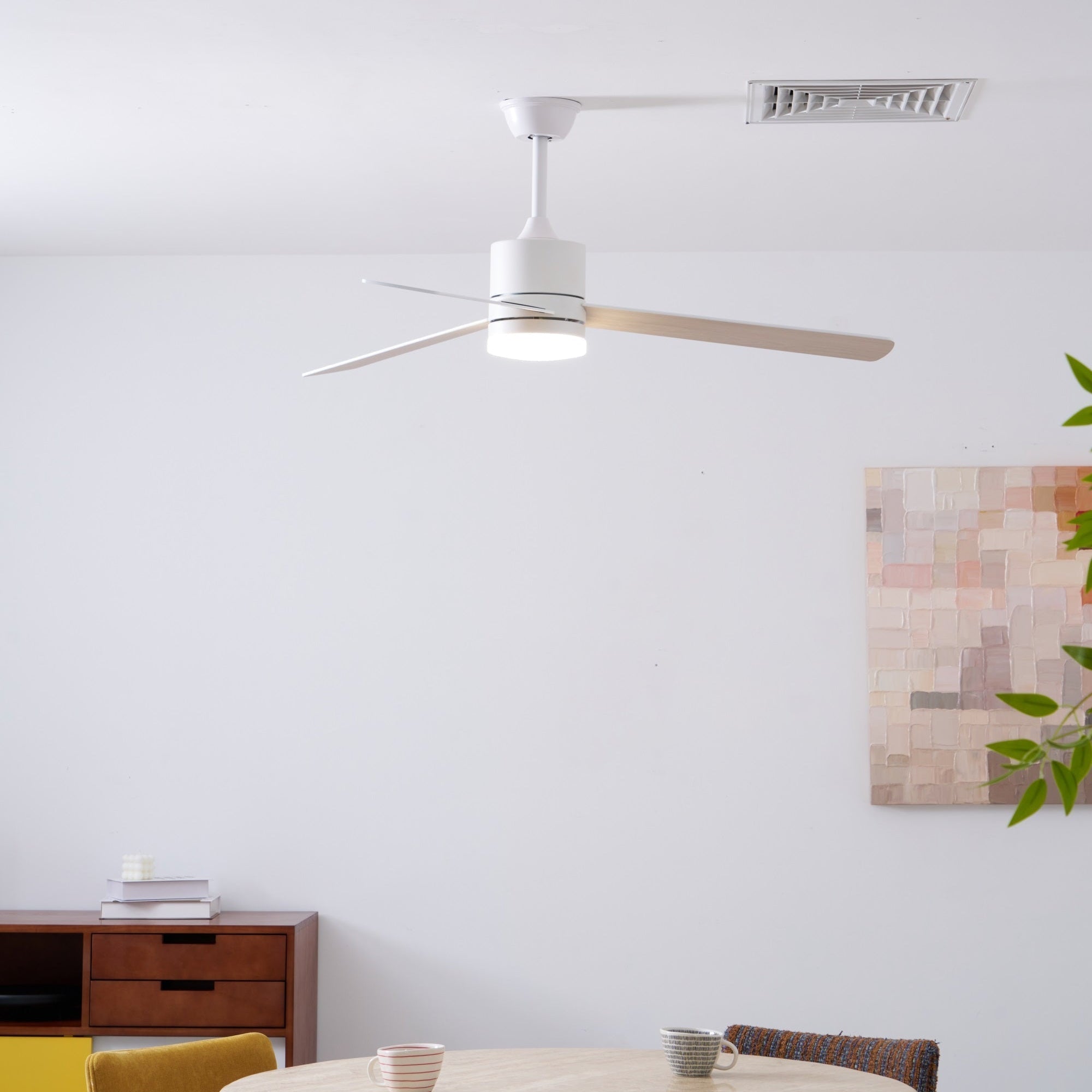 Plafondventilator met LED-verlichting Ø132 cm - 6 snelheden met afstandsbediening - energiezuinig design voor slaapkamer en woonkamer | Sansoti