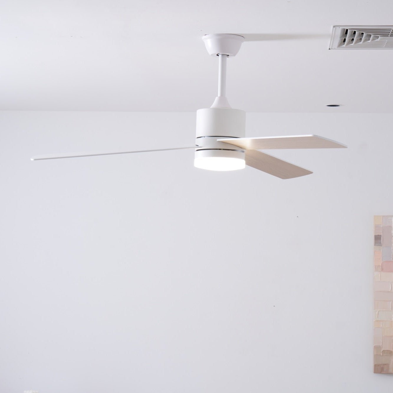 Plafondventilator met LED-verlichting Ø132 cm - 6 snelheden met afstandsbediening - energiezuinig design voor slaapkamer en woonkamer | Sansoti