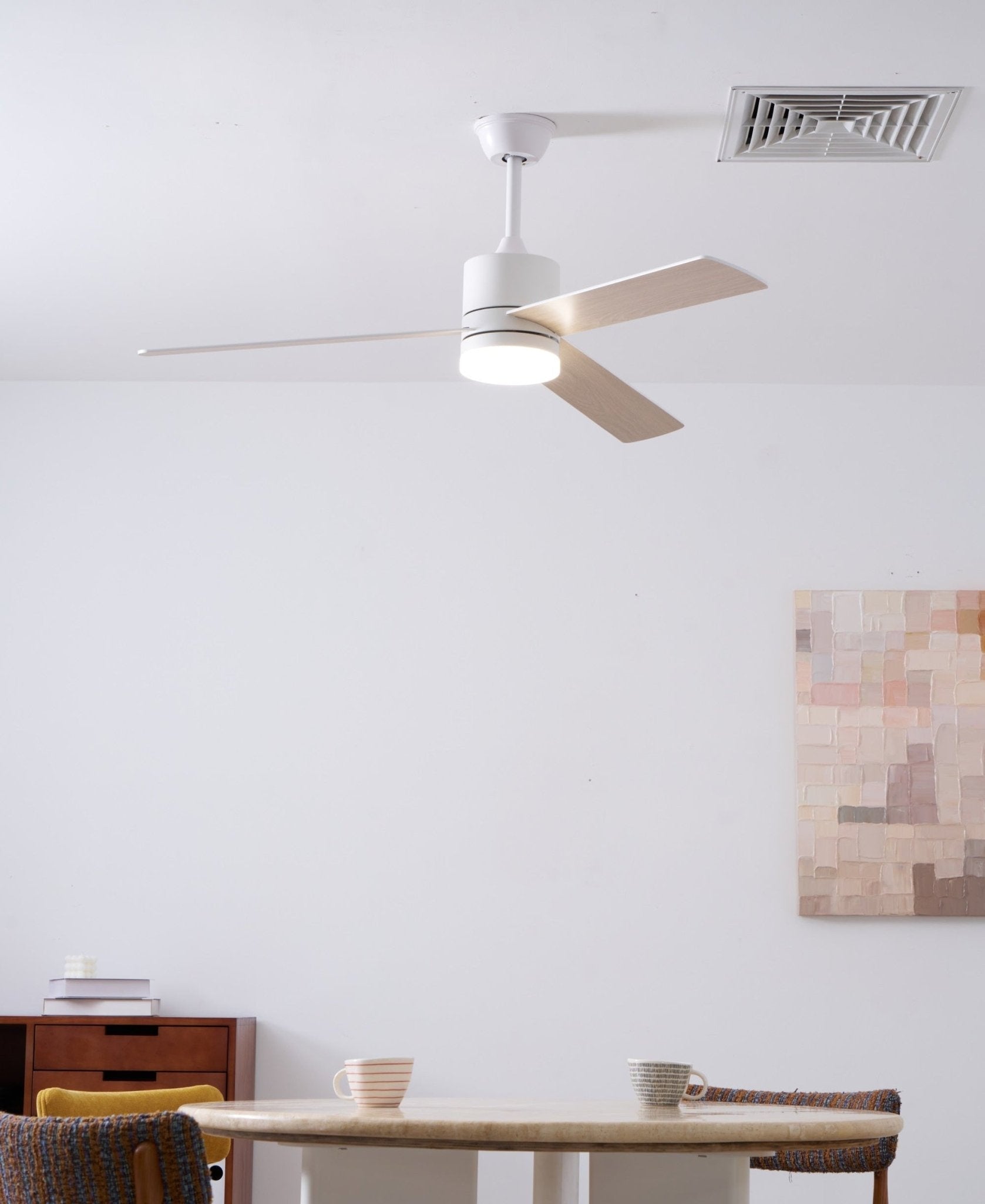 Plafondventilator met LED-verlichting Ø132 cm - 6 snelheden met afstandsbediening - energiezuinig design voor slaapkamer en woonkamer | Sansoti