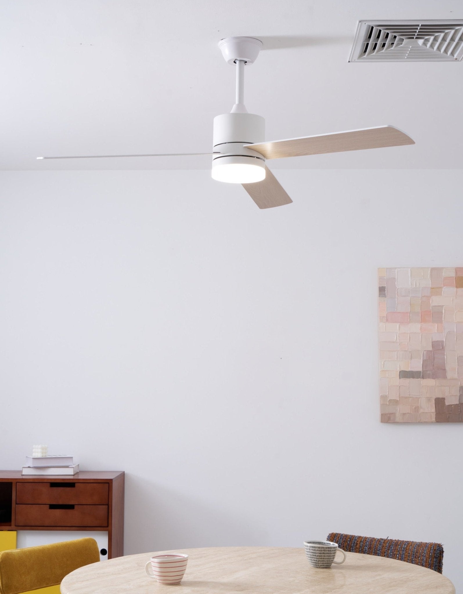 Plafondventilator met LED-verlichting Ø132 cm - 6 snelheden met afstandsbediening - energiezuinig design voor slaapkamer en woonkamer | Sansoti