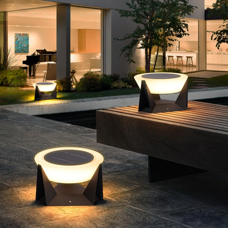 Solar Garden Lamp LED Wall Light Warm White IP65 Waterproof Black Modern Design for Terrace, Garden and Entrance | Sansoti