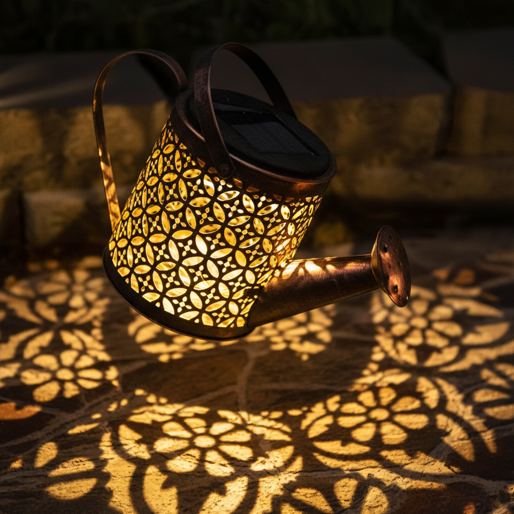 Solar-Gartenlampe mit Wasserfall-Effekt und LED-Beleuchtung, dekorativ für stimmungsvolle Abende im Freien und im Garten | Sansoti