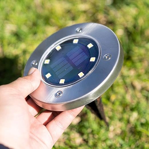 Solar-powered in-ground spotlight set for garden path lighting, outdoor terrace, lawn, driveway, LED lights, garden lighting | Sansoti