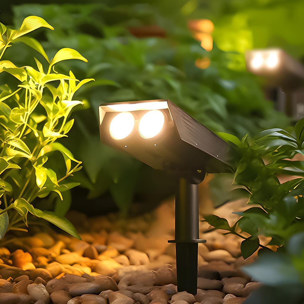 Solar Buitenspot LED Tuinverlichting Verstelbaar Zwart Warmwit IP65 Waterdicht Draadloos Energiezuinig | Sansoti