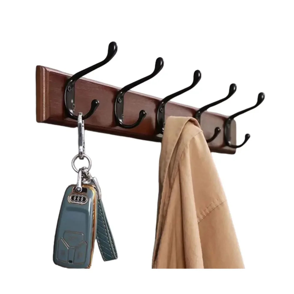 Wandkapstok Massief Hout 4-5 Haken Wit Beige Bruin Muurmontage | Kapstok Gang Hal Slaapkamer | Skandinavische Houten Kapstok | Sansoti