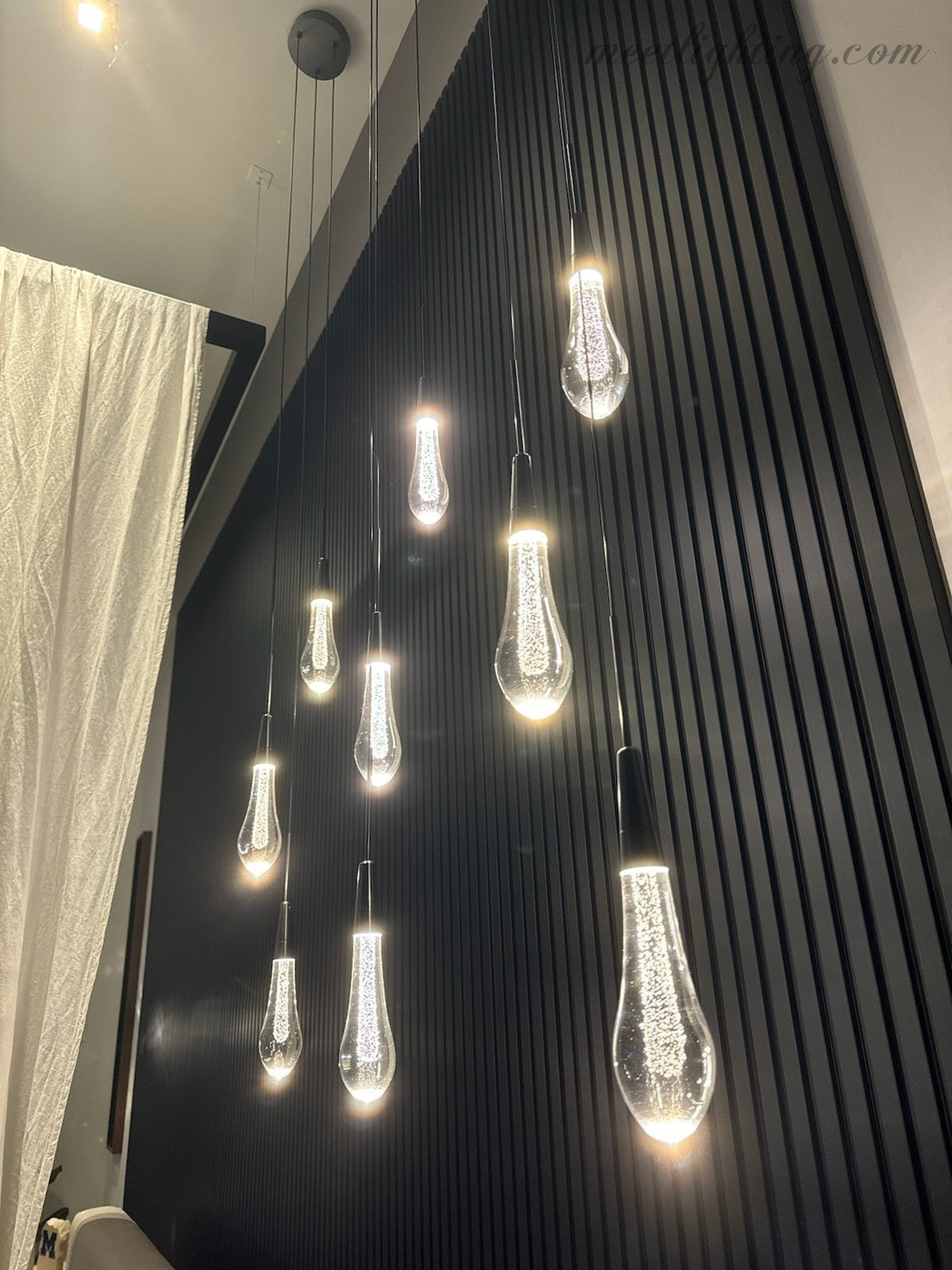 Wisząca lampa LED z nakrapianego szkła w kształcie kropli, ściemniana, regulowana, mosiądz, brąz, nikiel, do jadalni i salonu, nowoczesna | Sansoti