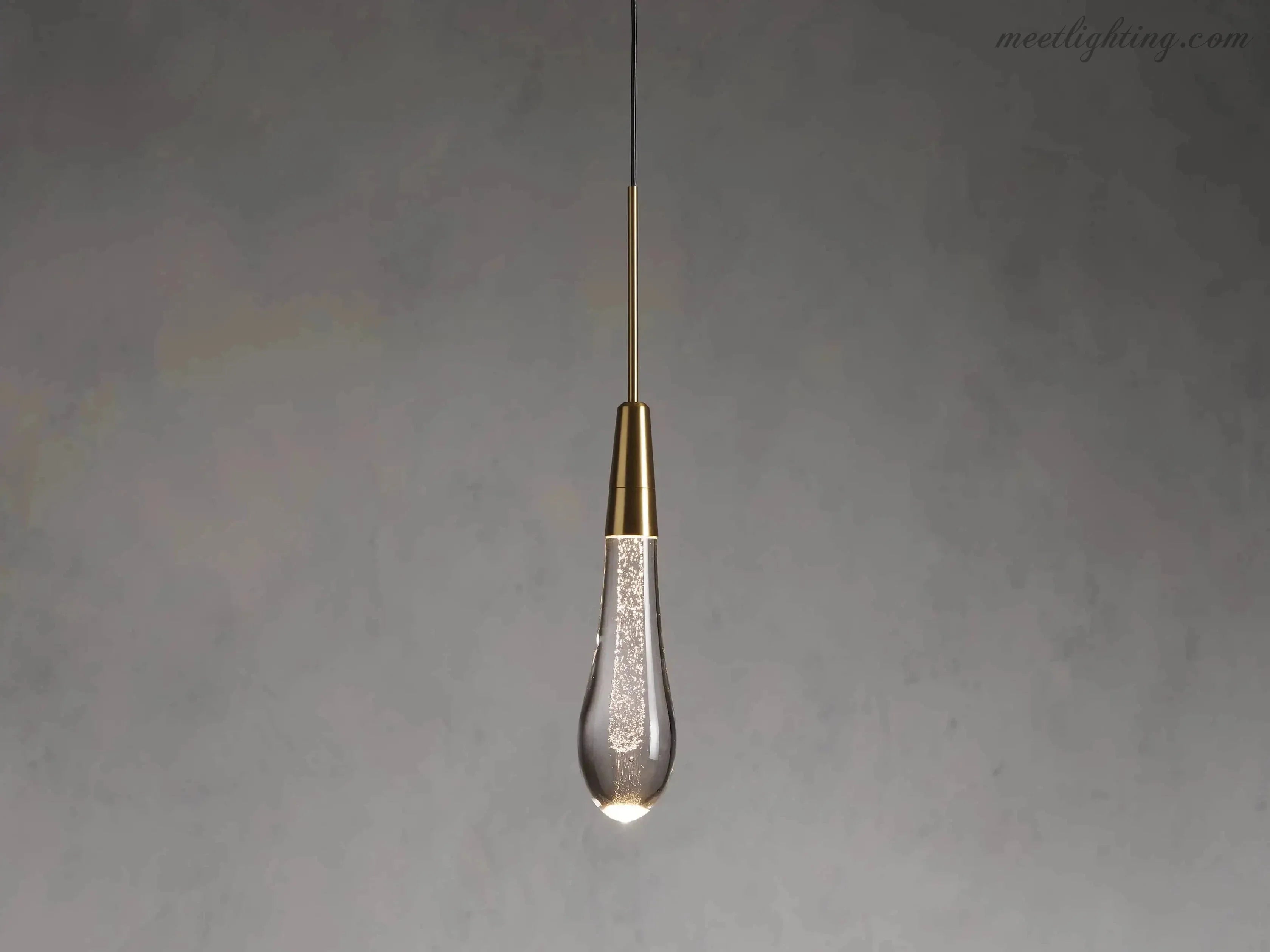 Wisząca lampa LED z nakrapianego szkła w kształcie kropli, ściemniana, regulowana, mosiądz, brąz, nikiel, do jadalni i salonu, nowoczesna | Sansoti