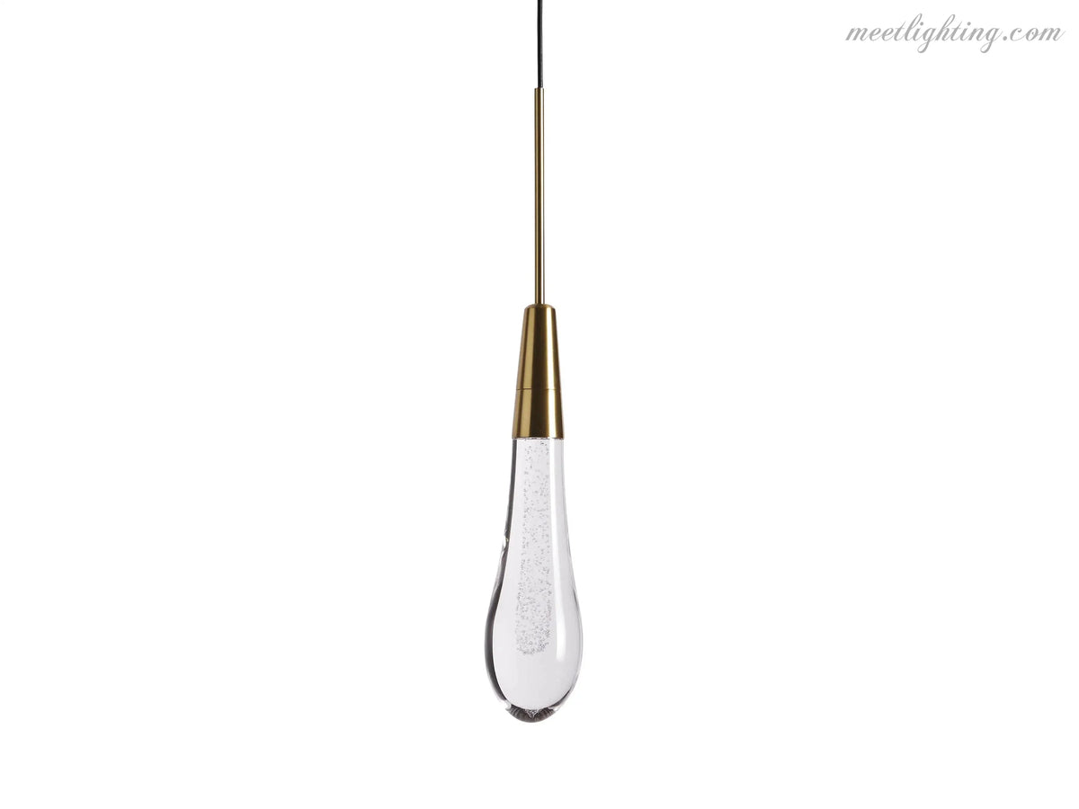 Wisząca lampa LED z nakrapianego szkła w kształcie kropli, ściemniana, regulowana, mosiądz, brąz, nikiel, do jadalni i salonu, nowoczesna | Sansoti