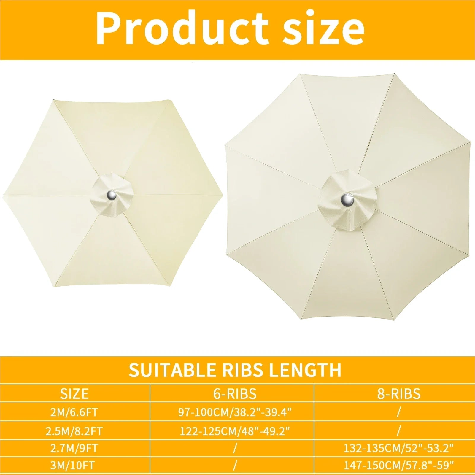 Vervangingshoes voor parasol 6/8 spaken waterafstotend met ventilatie 2-3 meter | Sansoti