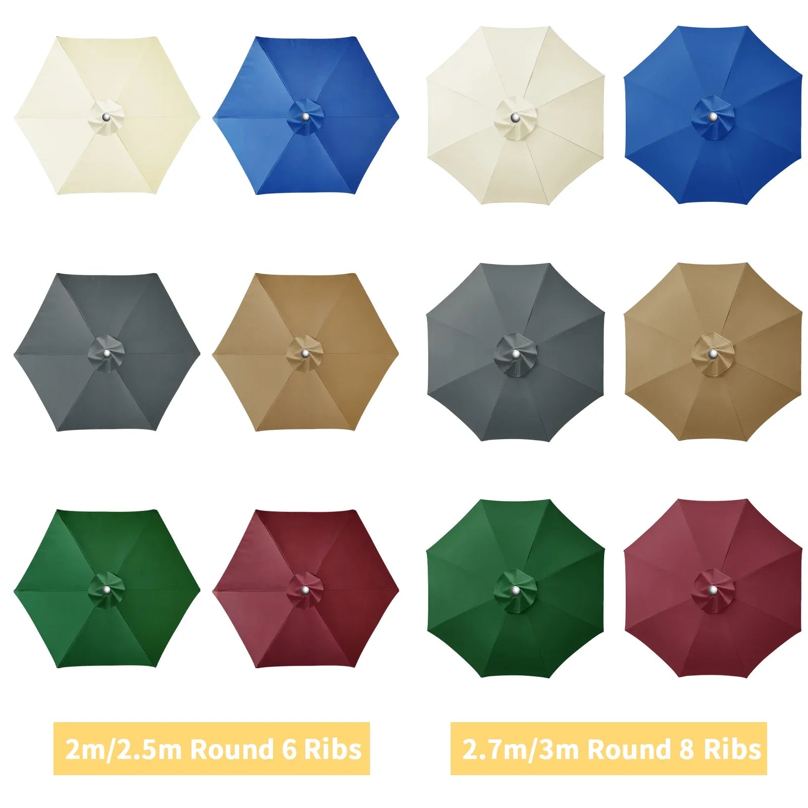 Vervangingshoes voor parasol 6/8 spaken waterafstotend met ventilatie 2-3 meter | Sansoti