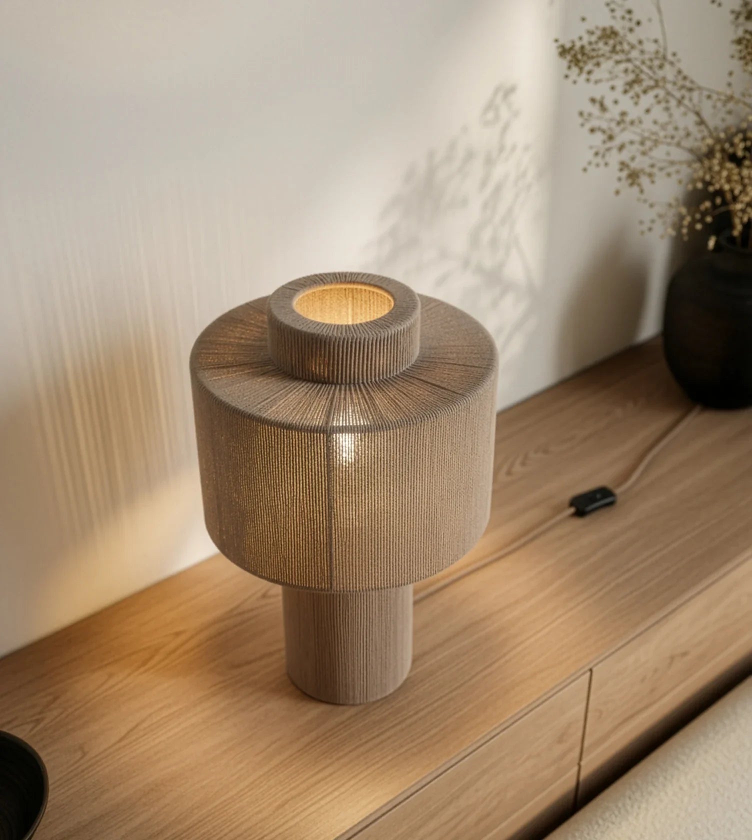 Hanglamp Gevlochten Katoen Natuurlijk Design 25cm Boho Sfeerverlichting | Sansoti