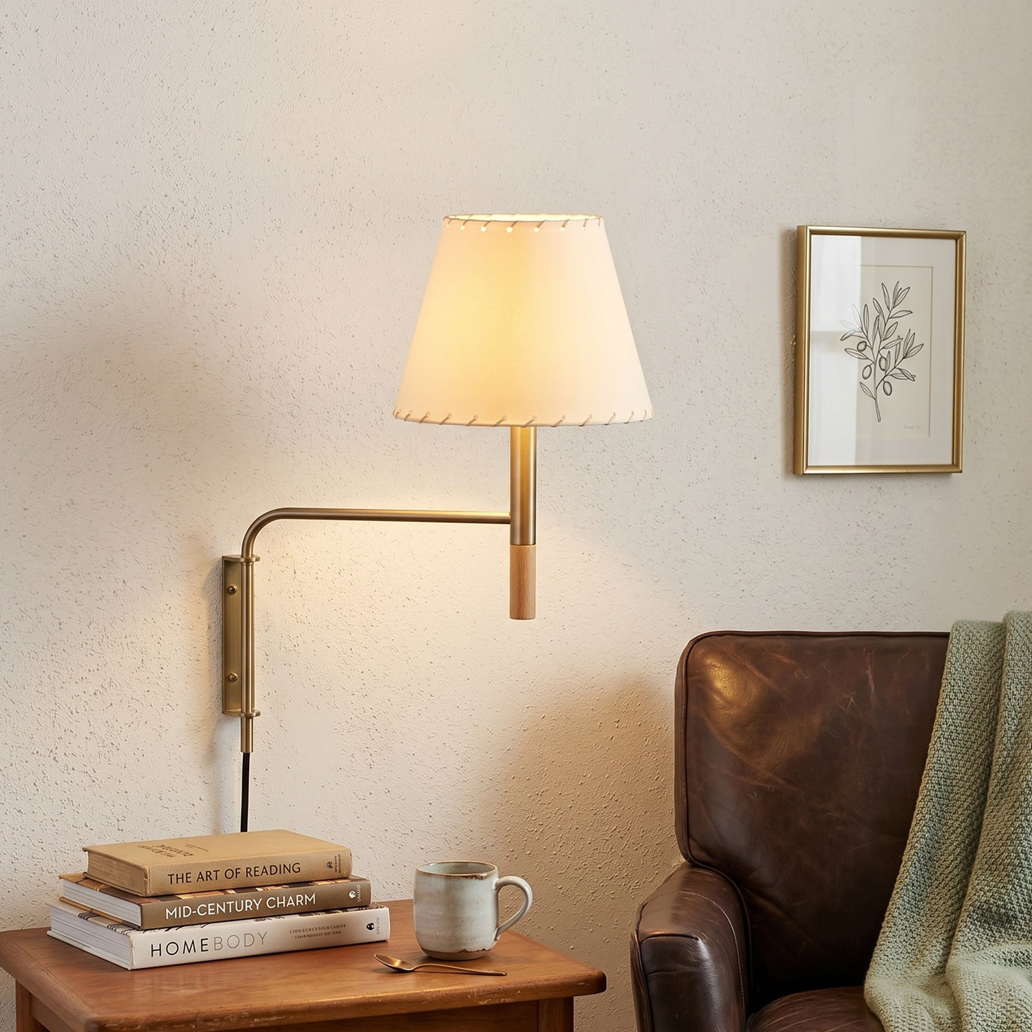 Verstelbare Wandlamp met Zwenkarm – Moderne Design Leeslamp met Handgebreide Perkament of Geplisseerde Kap | Sansoti