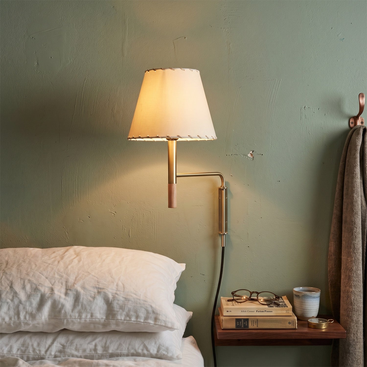 Verstelbare Wandlamp met Zwenkarm – Moderne Design Leeslamp met Handgebreide Perkament of Geplisseerde Kap | Sansoti